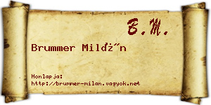 Brummer Milán névjegykártya